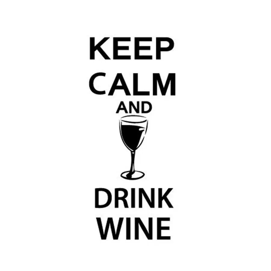 Bar Pub Home Wine Wall Art Decor, Keep Calm and Drink Wine Quote Vinyl Sticker Decal Wine Glass Pattern Stickers Decoration