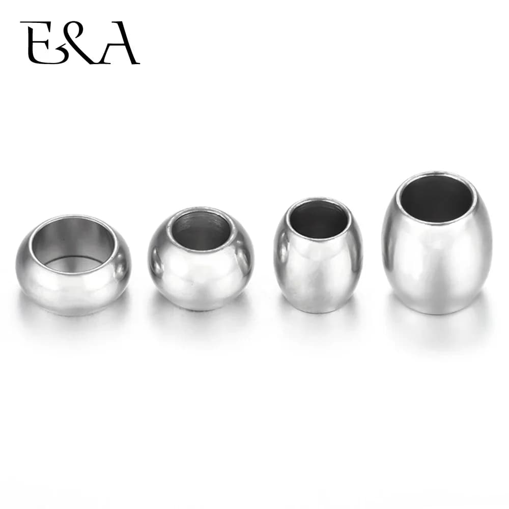 10Pieces Stainless Steel Spacer Position Beads Large Hole Slider Charms Leather Bracelet Jewelry Making DIY Accessories Findings