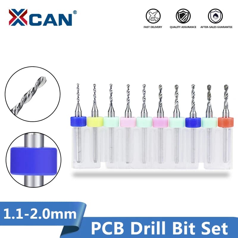 XCAN PCB Print Circuit Bord Drill Bit 10pcs 1.1-2.0mm Tungsten Carbide PCB Micro Drill Bit