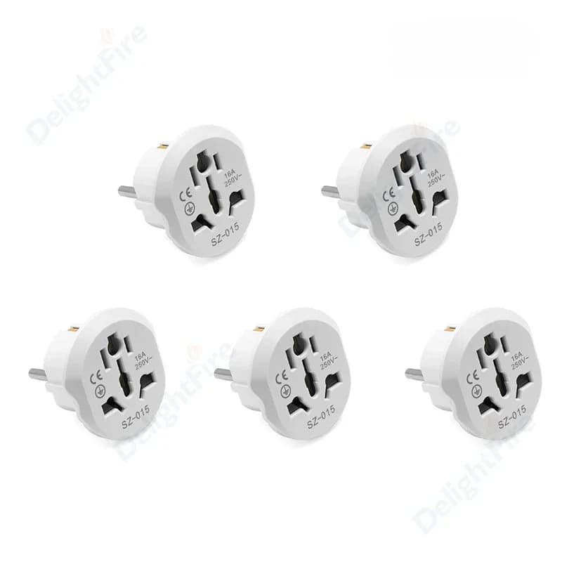 EU Plug Adapter 16A 250V EU Travel Adapter Converter 2 Round Socket High Quality Universal AU US UK CN To EU AC Wall Socket