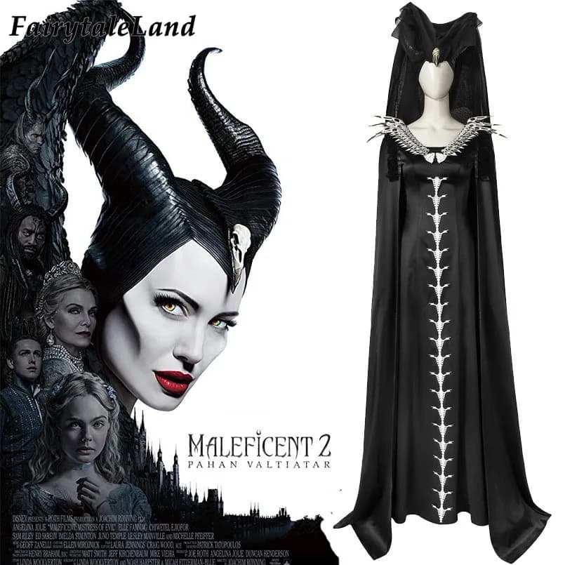 Maleficent Mistress of Evil Halloween Costume Angelina Jolie Cosplay Skull Dress with Horns