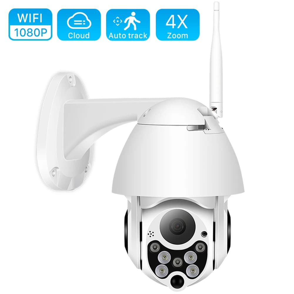 1080P Outdoor PTZ IP Camera: WiFi Speed Dome, Wireless Security Camera with Pan Tilt, 4X Digital Zoom, 2MP Network CCTV Surveillance