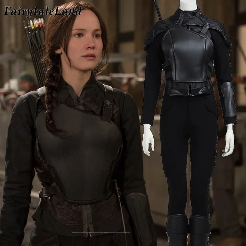 Black Superhero Outfit: The Hunger Games Katniss Everdeen Costume for Cosplay and Halloween