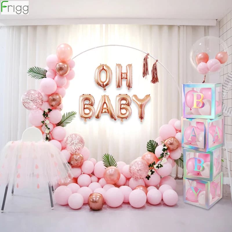 Colorful Transparent Laser Baby Letter Box for Baby Shower Decorations, Girl Baby Shower, and First Birthday Party Decor