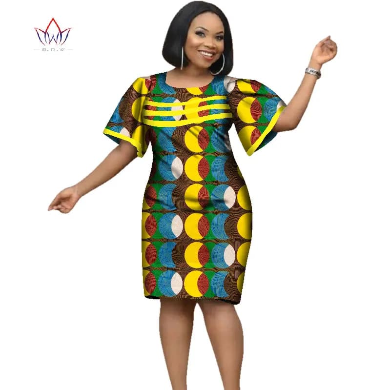 Women's Africa Style Clothing: Dashiki African Cotton Wax Print Dresses for Office and Plus Size Women