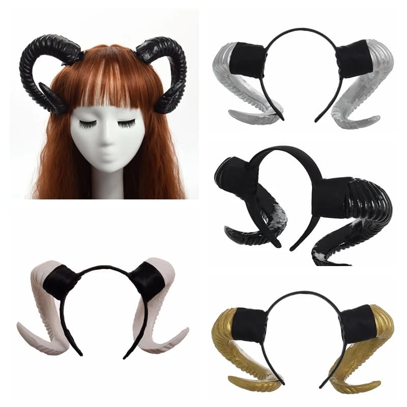 Black Devil Horns Cosplay Sleep Style Gothic RAM Headband Hair Clips Accessories for Enhanced Aesthetic Impact