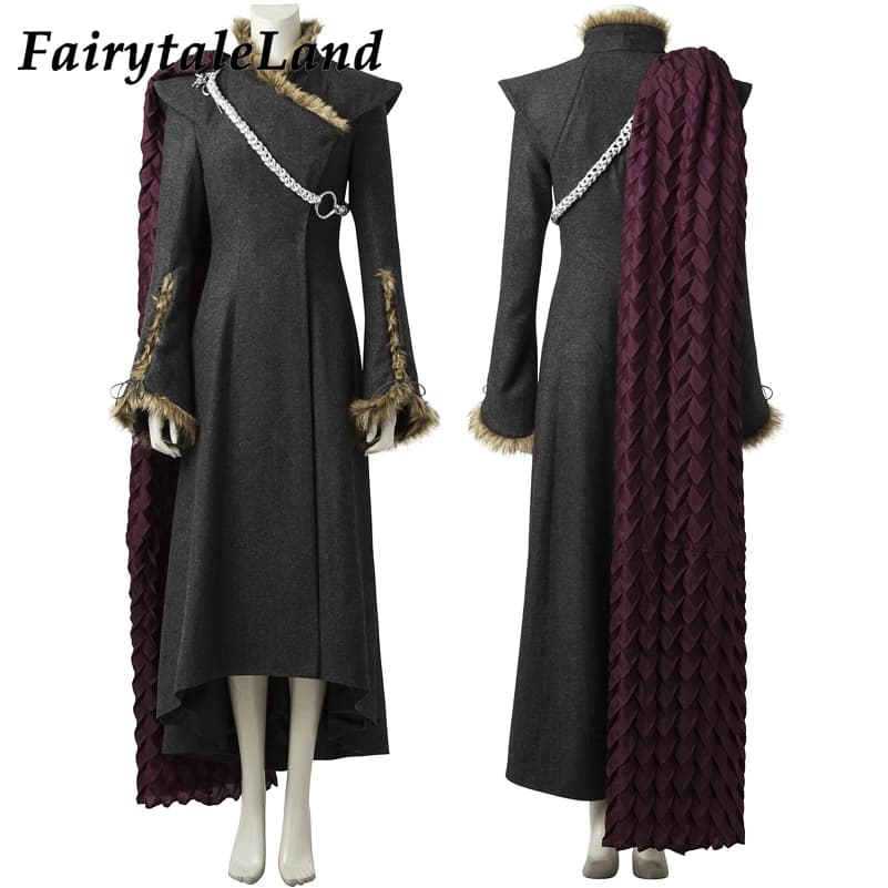 Daenerys Targaryen Season 7 Cosplay Costume with Red Cloak and Boots – Game of Thrones Dragon Queen Outfit