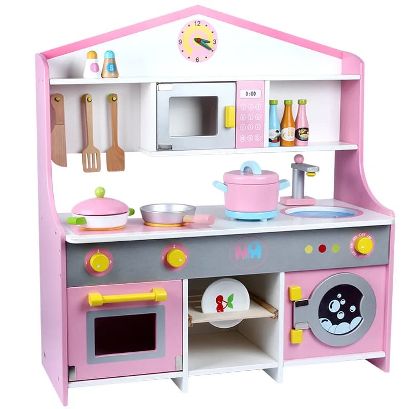 Japanese Wooden Kitchen Playset - Kids Pretend Cooking Toy Simulation