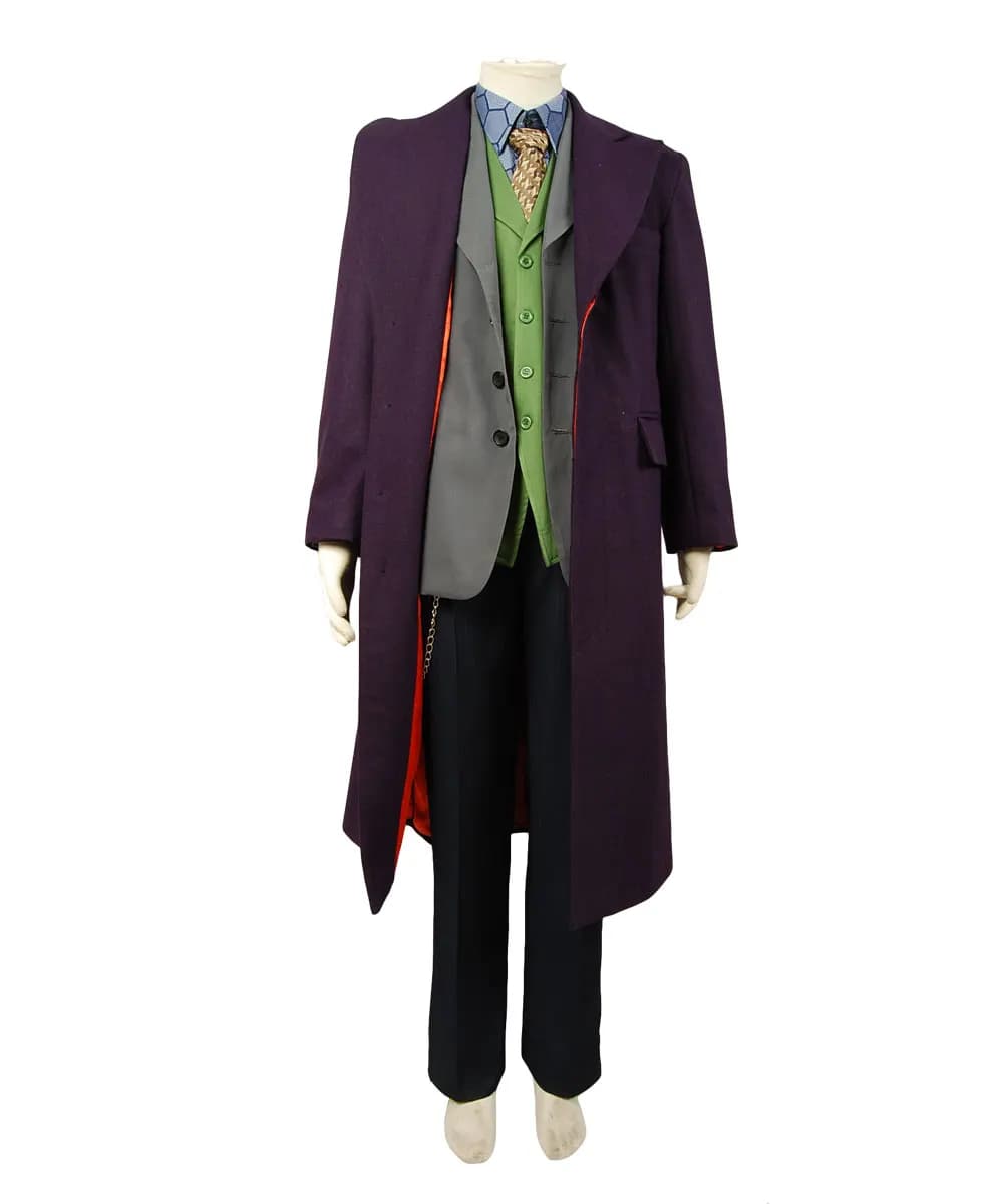 Batman Dark Knight Joker Purple Long Trench Coat - Halloween Cosplay Costume for Men and Women