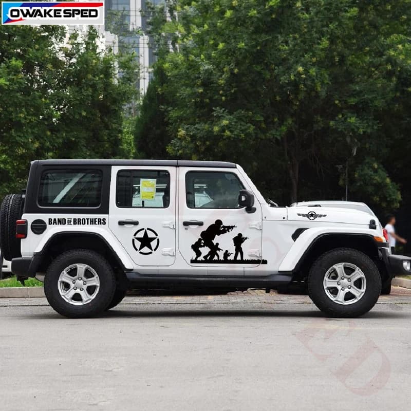 Jeep Wrangler JK Off Road Styling Army Pentagram Graphics Car Door Side Decals Auto Body Decor Stickers