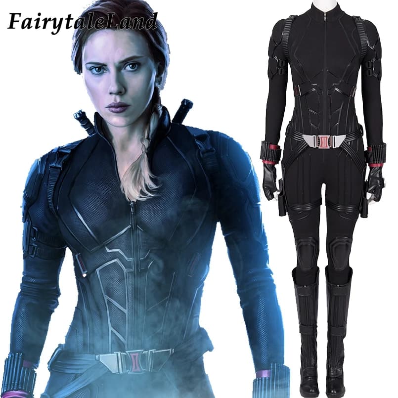 Avengers Endgame Black Widow Cosplay Costume for Women – Natasha Romanoff Black Widow Jumpsuit for Halloween