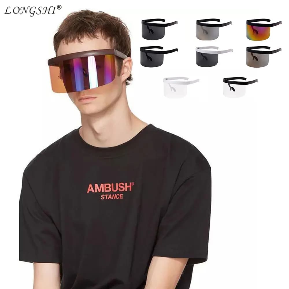 Oversize Shield Visor Sunglasses with Flat Top and Mono Mirrored Lens, Large UV Protection Sunglasses: Perfect for Drivers and Goggles Adding Style