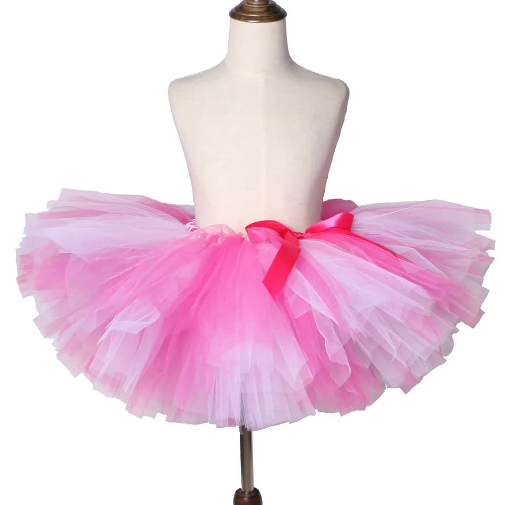 Girls Tutu Skirt - Hot Pink and Light Pink Fluffy Tulle Skirt for Girls, Baby Tutu for Kids Birthday Party, Children Dance Ballet Tutus