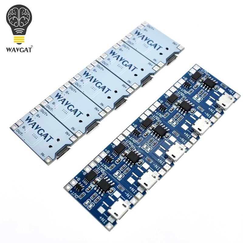 5 Pieces Micro USB 5V 1A 18650 TP4056 Lithium Battery Charger Module Board with Dual Functions - 1A Li-ion Charging and Protection