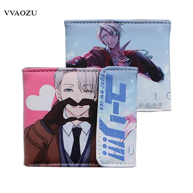 Short Wallet Money Bag - Anime Yuri On Ice Unisex PU Cartoon Victor Nikiforov Purse Carteira Gift for Boys and Girls