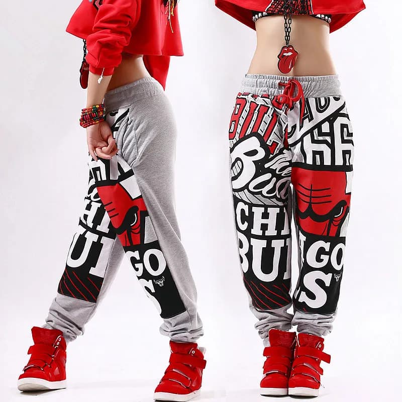 Grey Harem Hip Hop Dance Practice Pants - Fashionable Adult Joggers with Star Sweatpants Pattern and Costumes