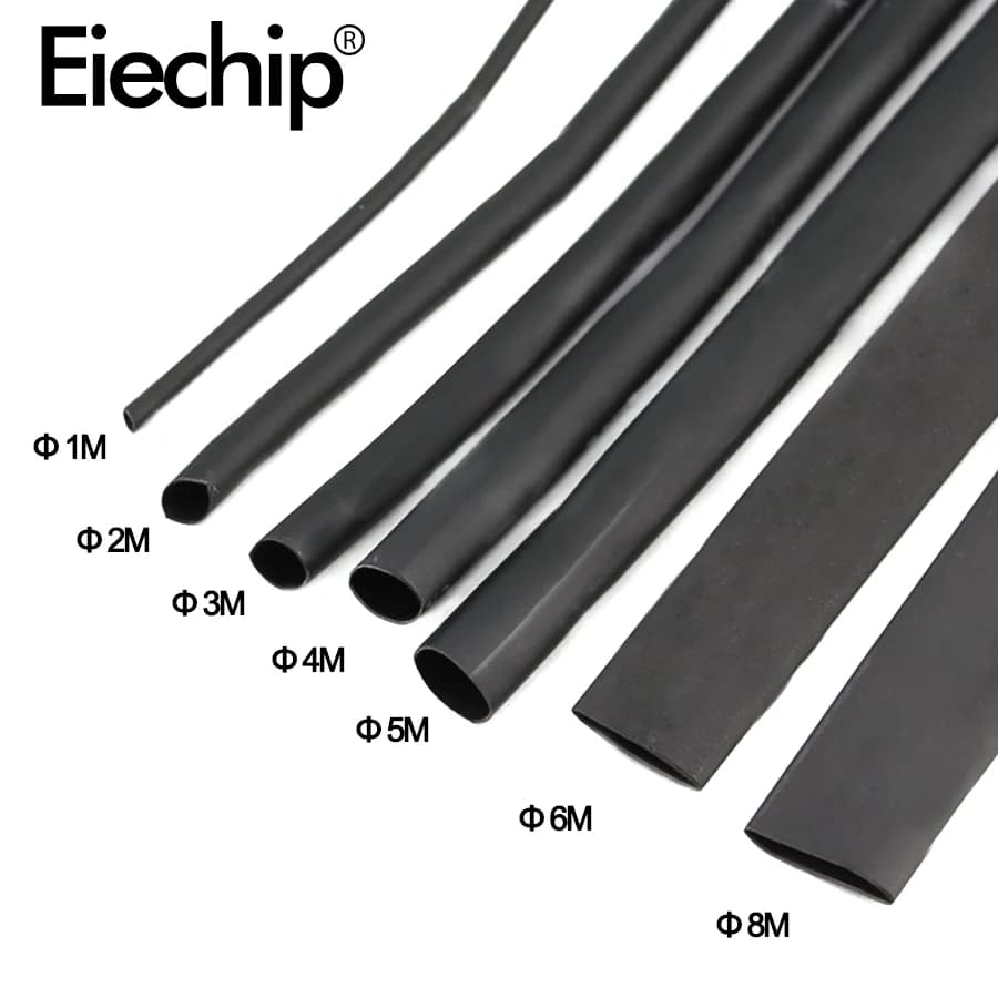 8 Meter Heat Shrink Tube Kit - 1mm to 10mm Diameter - 2:1 Ratio Black Shrink Tubing for DIY, Electrical Wire Insulation, and Connectors