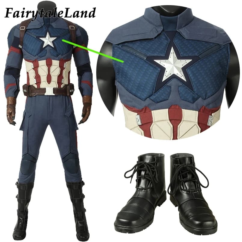 Avengers Endgame Captain America Cosplay Costume Full Set Outfit - Custom Made Jumpsuit for Steve Rogers