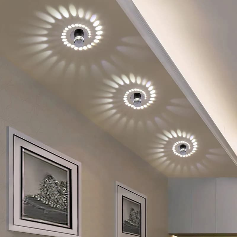 3W RGB LED Ceiling Light for Modern Art Gallery Decoration and Front Balcony Lamp