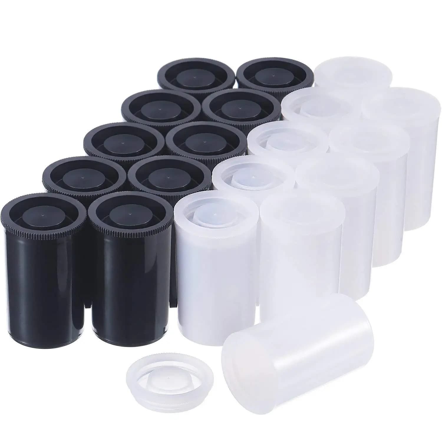 100PCS 33MM Plastic Empty Film Canister Camera Reel Container Storage Case for Accessories, Art, Bead, Coin, Pill, and Fishing Bait