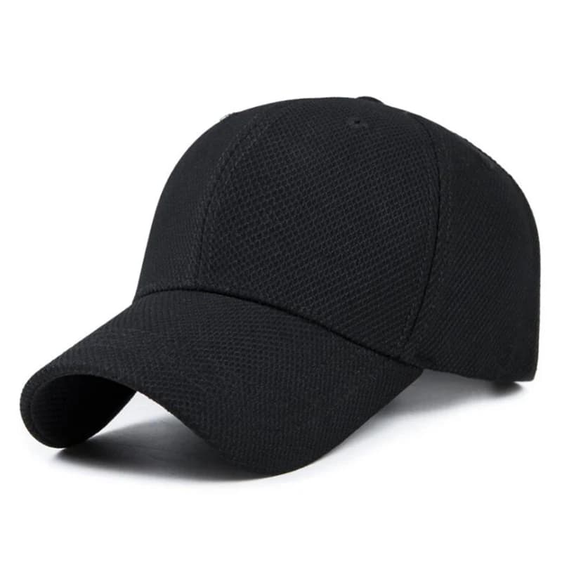 Solid Color Adjustable Mesh Baseball Cap for Women and Men - Unisex Bone Snapback Hat, Black Gorras - Ideal for Outdoor Sports