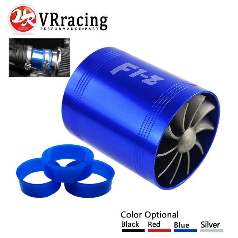 VR Racing F1-Z Double Turbine Turbo Charger Air Intake Gas Fuel Saver Fan Car Supercharger - VR-FSD11