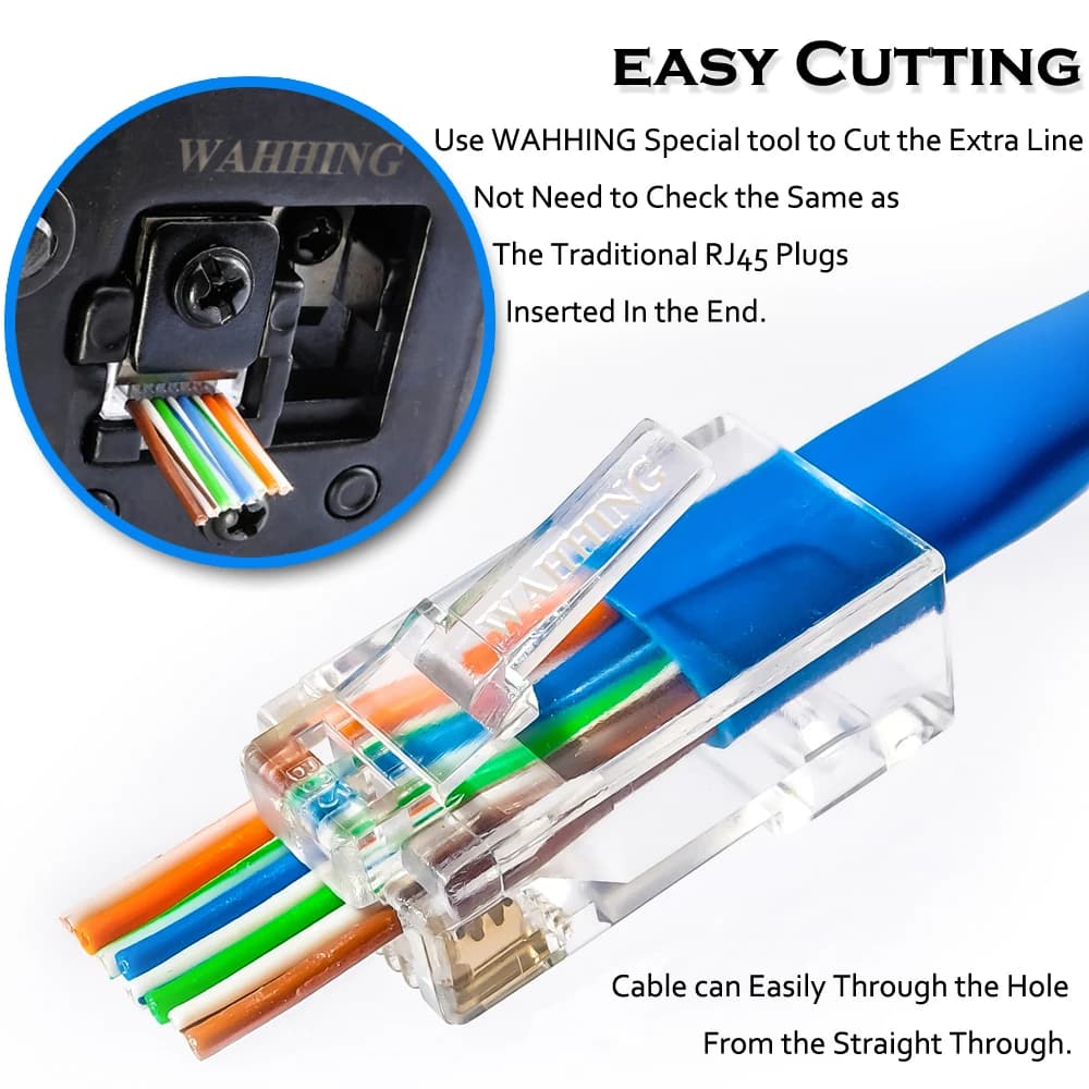 WAHHING RJ45 Connector Cat5e Cat6 Unshielded 8Pin Modular UTP Plugs HY1525 - SEO Optimized