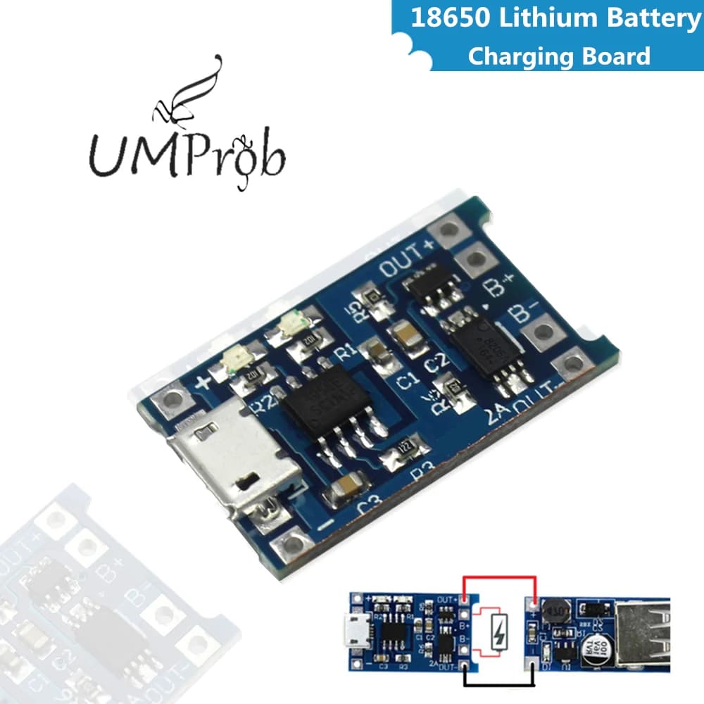 5V 1A Micro USB 18650 Lithium Battery Charging Board Charger Module with Protection Dual Functions - TP4056