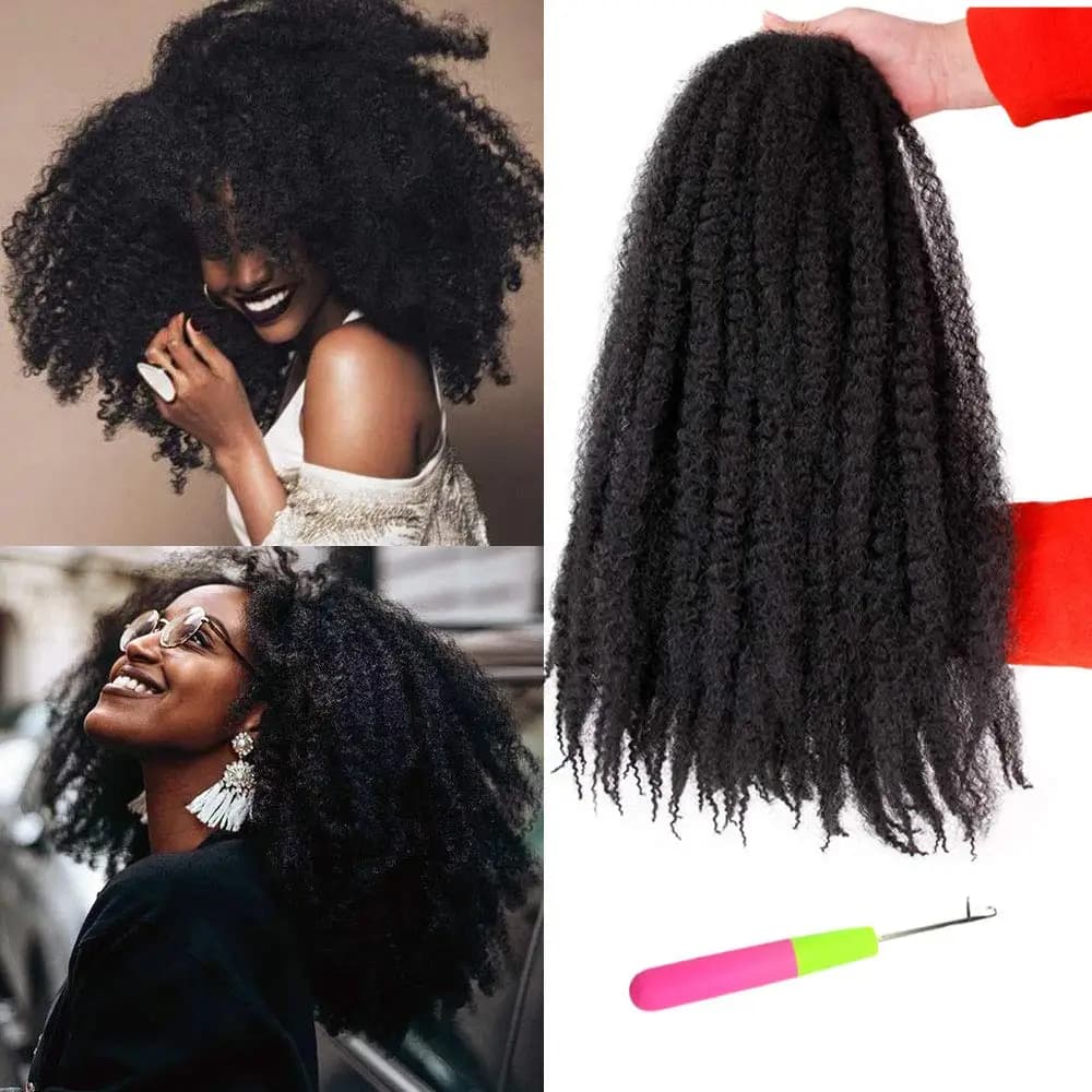 18 Inch Long Afro Marley Braid Hair Extensions for Crochet Braids - Synthetic Fiber Marley Hair for Twists