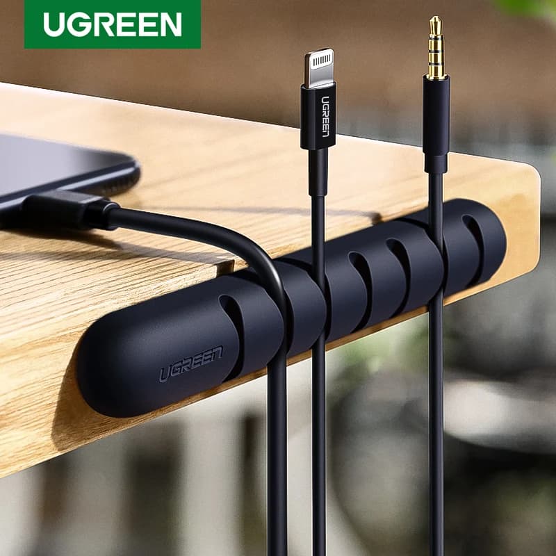 Ugreen Silicone Cable Organizer - Flexible USB Cable Winder for Mouse, Headphone, and Earphone Cable Management with Clips - Cable Holder