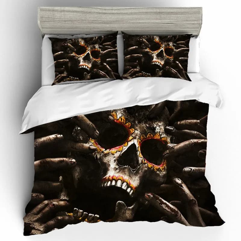 Walking Dead Skull Cotton Bedding Set - Queen King Size Duvet Cover, Bed Sheets, Pillowcases, Bed Linen