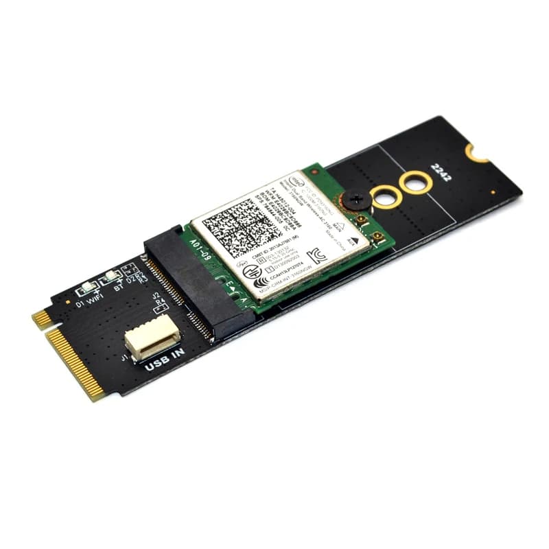 M.2 WiFi Adapter A+E Key Slot - Bluetooth Network Card for NGFF NVMe PCI Express SSD to E Key Slot