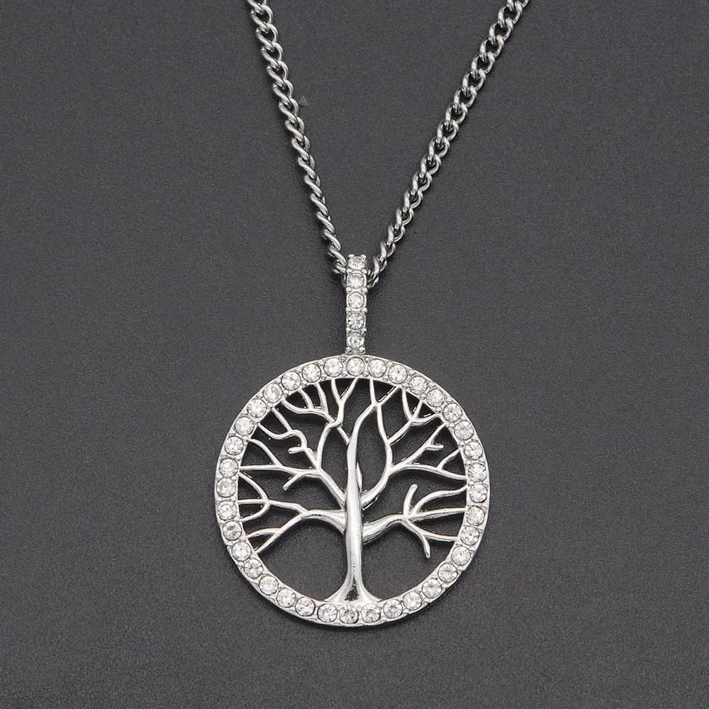 Trendy Crystal Pendant Necklace with Tree of Life Designed for Hip Hop Style - Bling Bling Iced Out Jewelry; Perfect for Drop Shipping and Wholesale Orders.