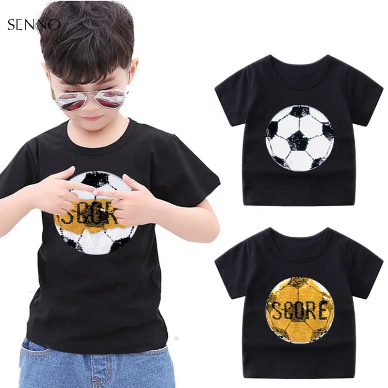 Color Changing Glitter Football T-shirts for Boys and Girls - Sequin Reversible Top featuring Sparkling Sequins - Perfect for Toddlers and Kids