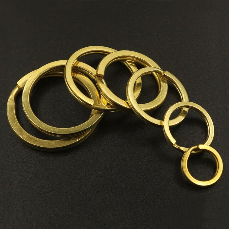 5pcs Solid Brass Split Rings Double Loop Keyring 15-38mm Bag Hook Connector Keychain Keys Holder DIY Leather Craft Hardware