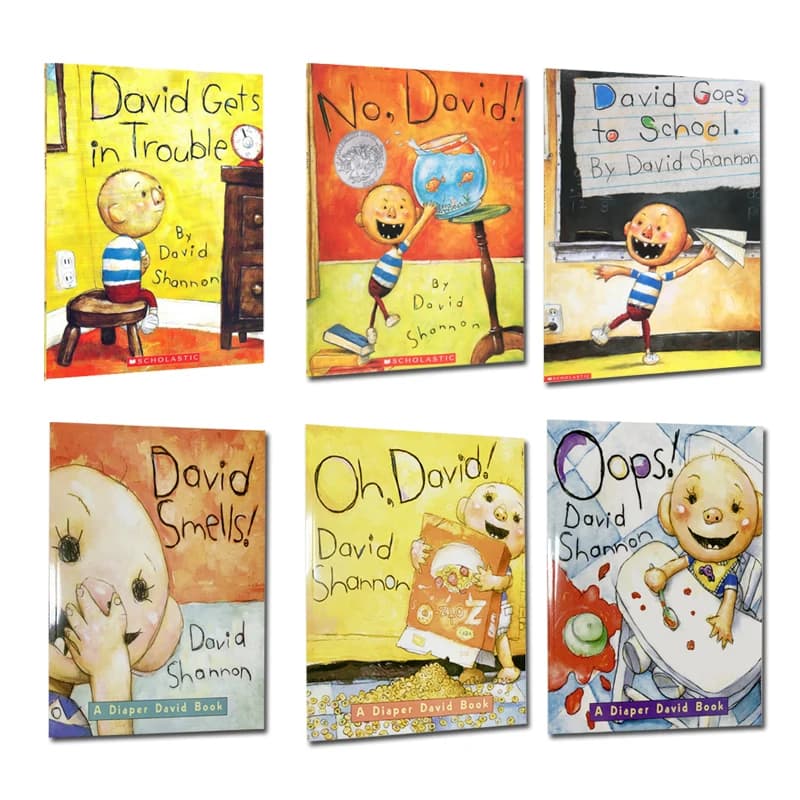 David Shannon 6 Styles No David, David Gets in Trouble, David Goes to School Cognitive English Picture Books for Children Story