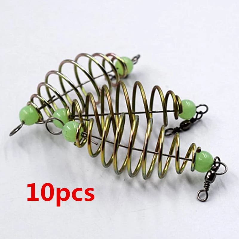 Fishing Accessories - Set of 10 Stainless Steel Inline Hanging Tackle Spring Lure Fishing Bait & Feeder Tools