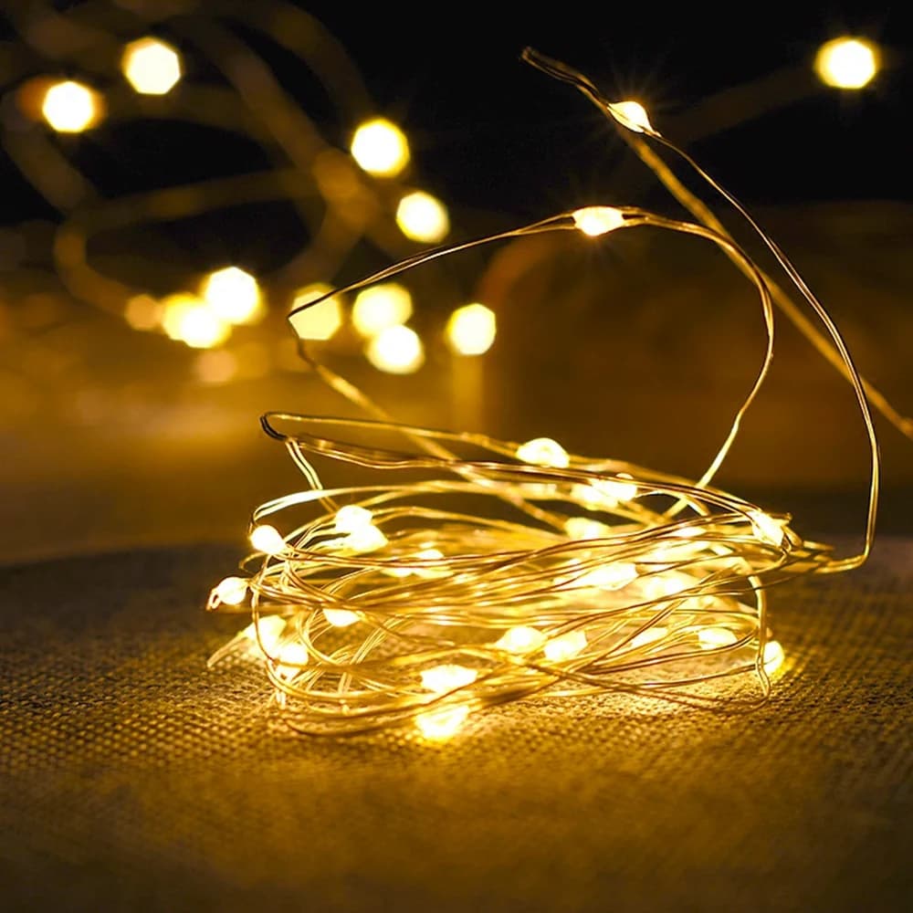 Battery Powered Fairy Lights Copper Wire LED String Lights Christmas Garland Indoor Bedroom Home Wedding New Year Decoration