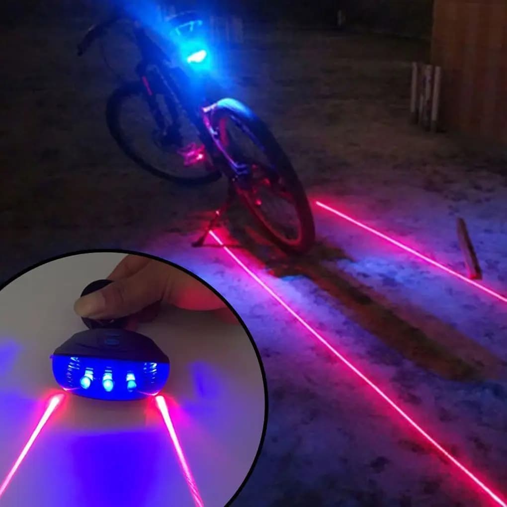 Waterproof LED Bicycle Taillight with Laser Safety Warning - Cycling Accessories Rear Light