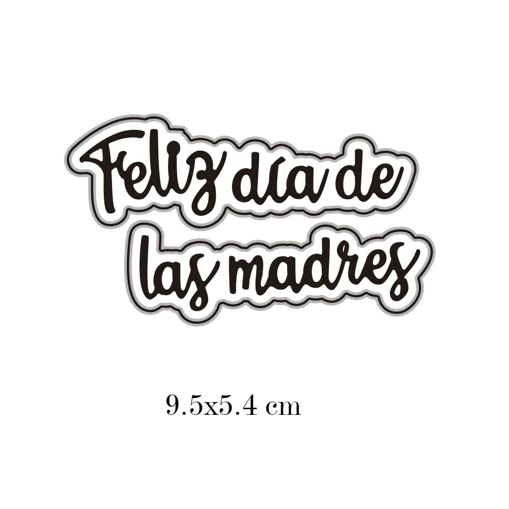 Metal Cutting Dies - Spain Words Feliz Día De Las Madres Stencil for Scrapbooking, DIY Paper Cards, and Embossing - Handmade and New Cut Dies