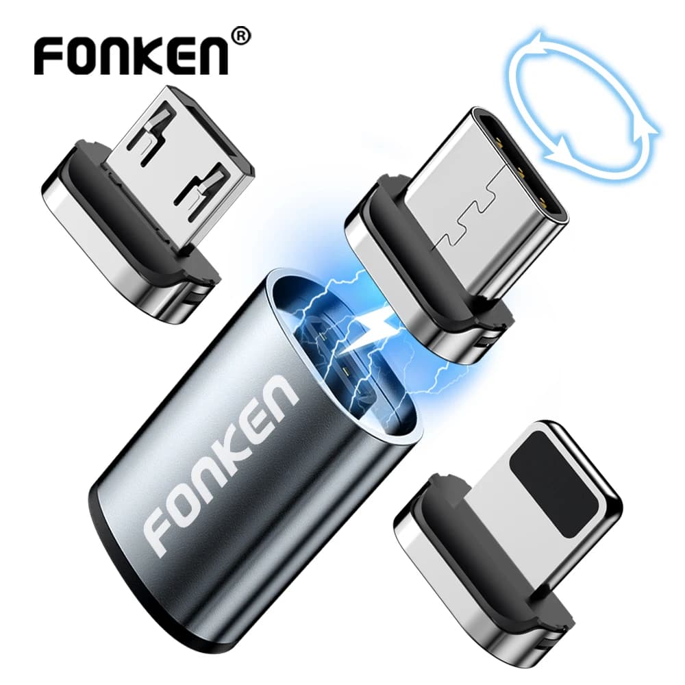 Fonken Magnetic Cable Plug Tip - USB Cable Connector Type C Magnetic Charge Adapter - Micro USB Magnet Cable Converter Charger Tip