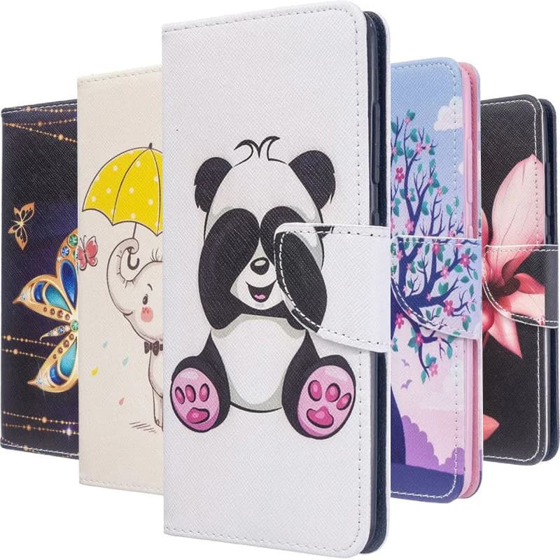 Kids Cute Panda Phone Case for Samsung Galaxy Note20 Pro A41 A51 A71 A70E M11 A01 A11 A21 A31 - Flip Cover with Card Pocket and Holster for Girls