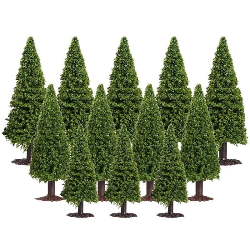 15pcs Green Scenery Landscape Model Cedar Trees Diorama Miniatures for Scenery Landscape