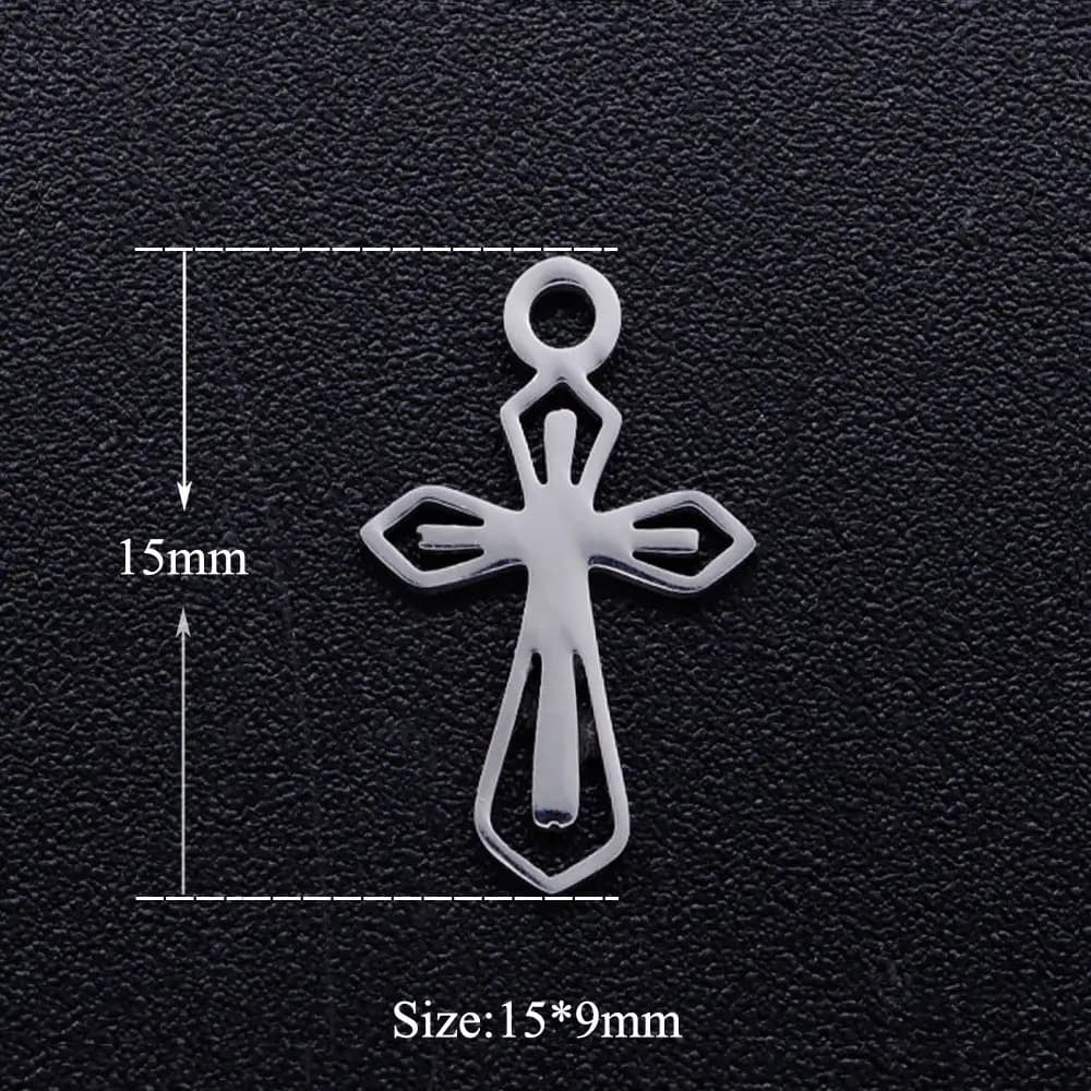 5pcs Jesus Cross Stainless Steel Charms - Durable DIY Jewelry Supplies OEM Accepted - Never Tarnish