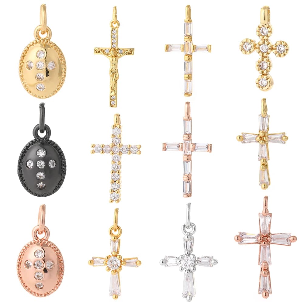 Cute Designer Cross Pendant Charms for Jewelry Making - Copper Charm Jewelry Charms for Necklace, Earrings, and Bracelet