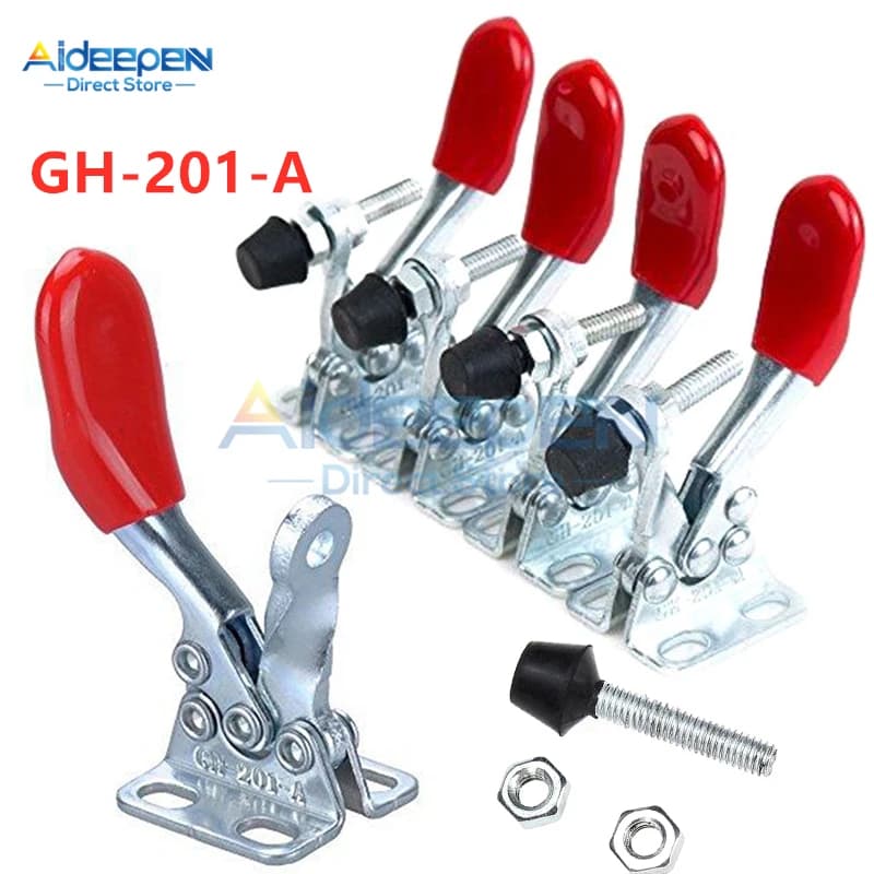 Set of 4 Quick-Release Horizontal Toggle Clamps GH-201A - Hand Clip Tool for Vertical Clamping, 27KG