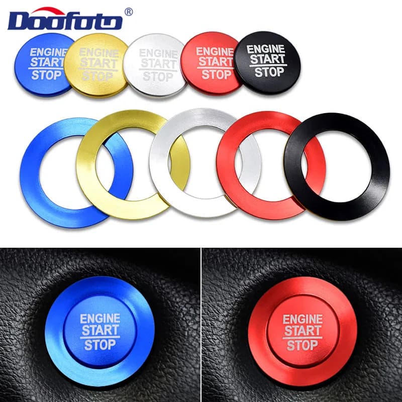 Doofoto Car Accessories - Start Stop Engine Button Cover for Jeep Patriot, Renegade, Wrangler JL, Compass, Grand Cherokee XJ - Styling