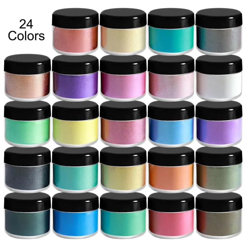 24-Color Mica Powder 10g/0.35oz for Epoxy Resin Pigment Powder: Soap Making, Paint, Nail Polish & Adhesive Pigments