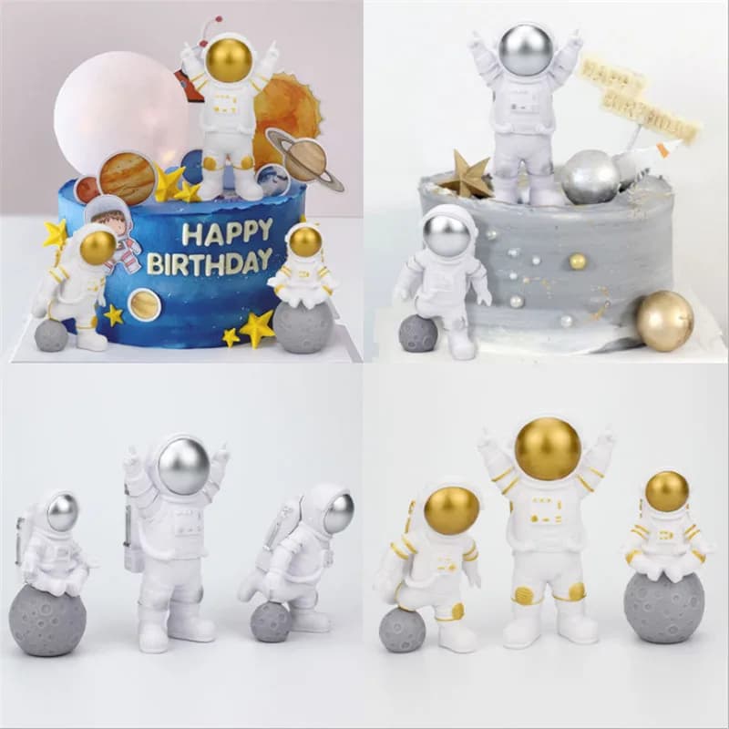 3-Piece Space Astronaut Boy Birthday Party Decorations Set for Kids Cake Decoration, Dessert Table Decor, Baby Shower, and DIY Party Decor