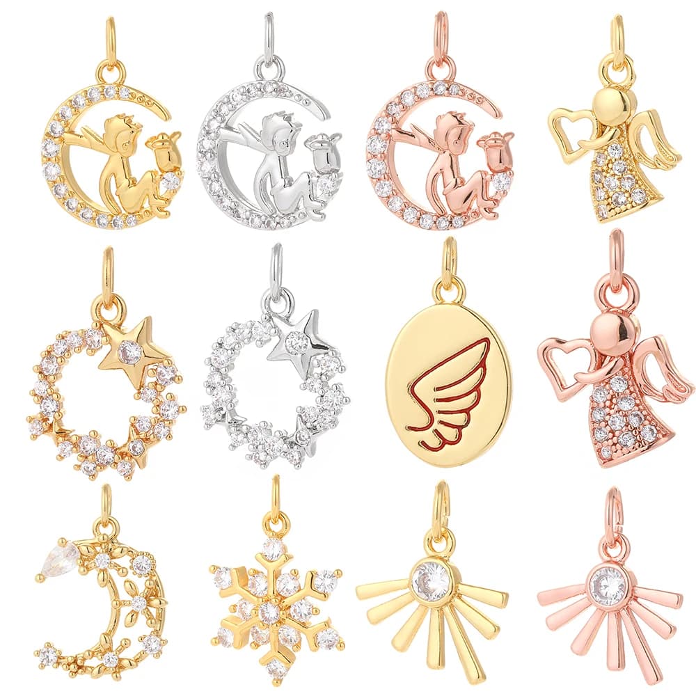 Moon, Sun and Star Charms - Cute Pendant Charms for Jewelry Making, Earrings, Necklaces and Bracelets in Gold and Copper